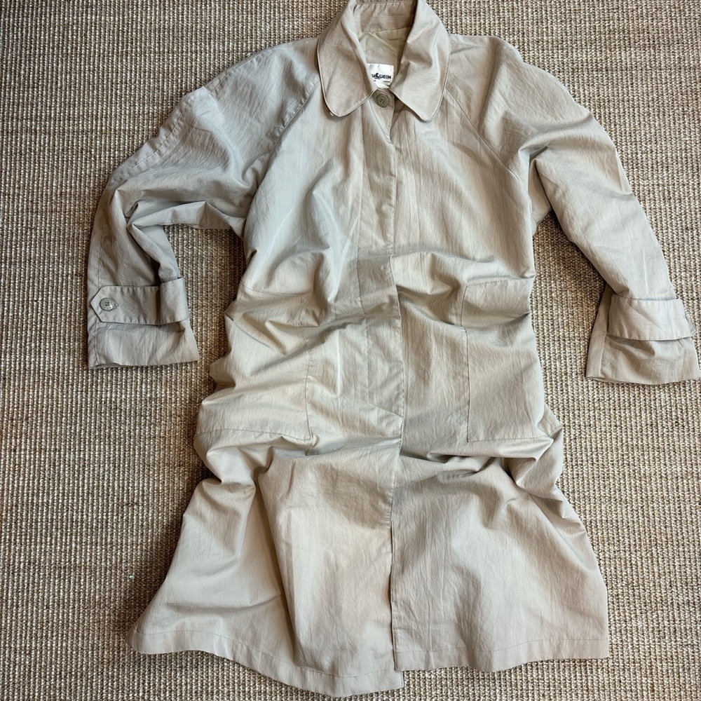 Vintage Women's Trench Coat Aqua Sheen Size 14